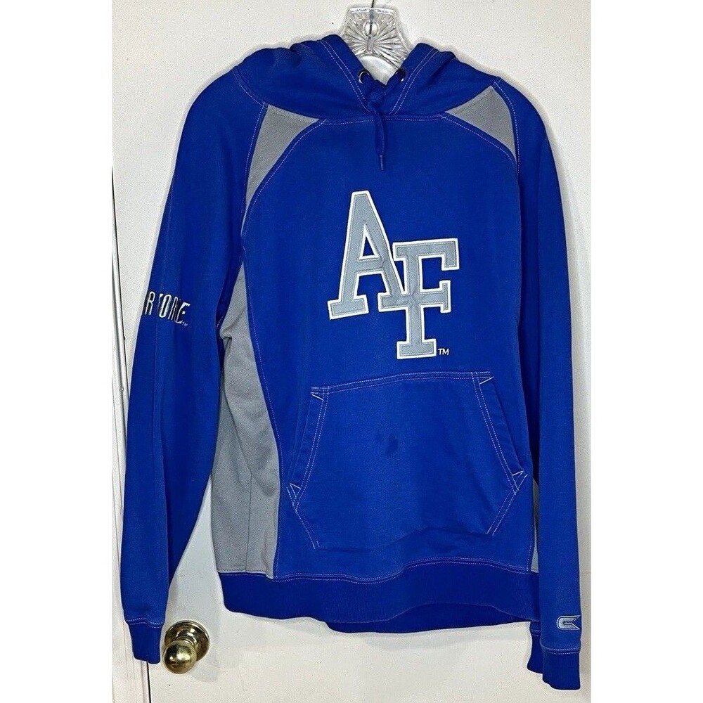 Colosseum Athletics Men’s L Blue/Gray Colorblock Air Force Falcons Hoodie *flaw*